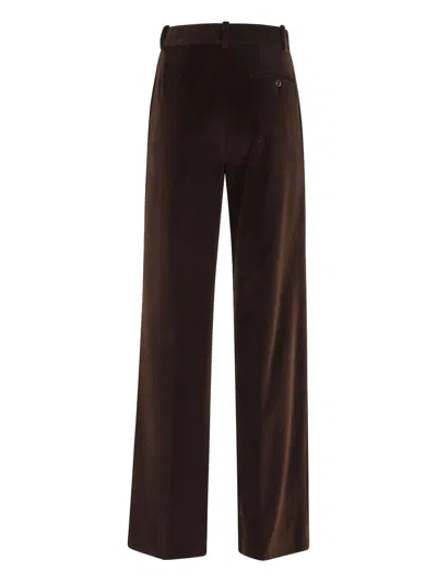 Circolo 1901 Wide-leg Cotton Trousers Featuring Pockets In Brown