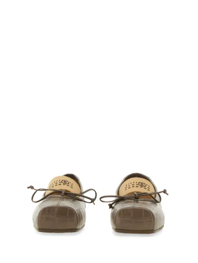Mm6 Maison Margiela Crocodile-effect Leather Ballerina In Brown