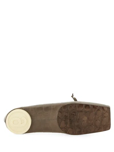 Mm6 Maison Margiela Crocodile-effect Leather Ballerina In Brown