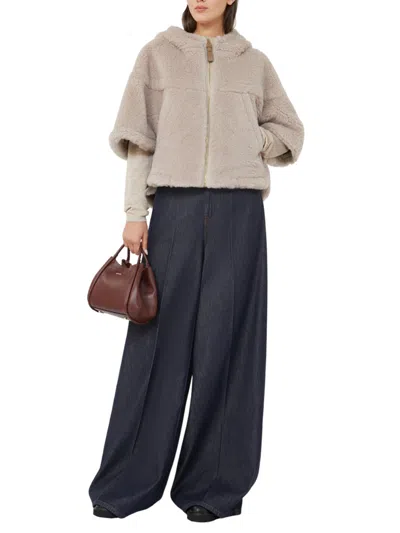 Max Mara Cropped Sweatshirt-style Cape With A Boxy Fit And Hood. In Gold