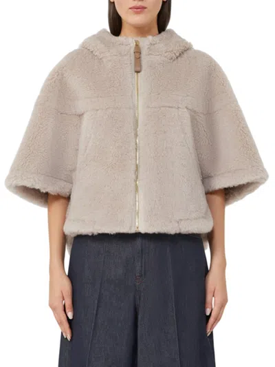 Max Mara Cropped Sweatshirt-style Cape With A Boxy Fit And Hood. In Gold
