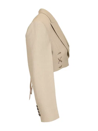 Stella Maxwell X Marella Cropped Tailored Blazer Jackets Grey In Neutral