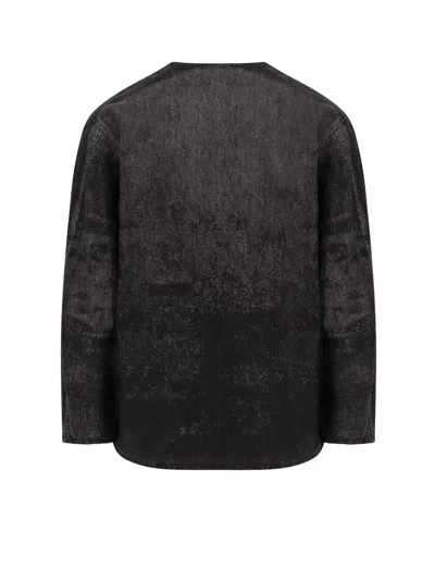 Diesel V-neck Denim Jacket Long Sleeves In Gray
