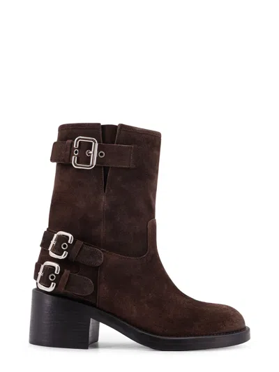Chloé Dakota 60 Buckled Suede Ankle Boots In Brown