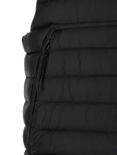 C.p. Company Men Black Vest With Mock Neck And Logo Plaque On The Side In Tech Fabric Man In Blue