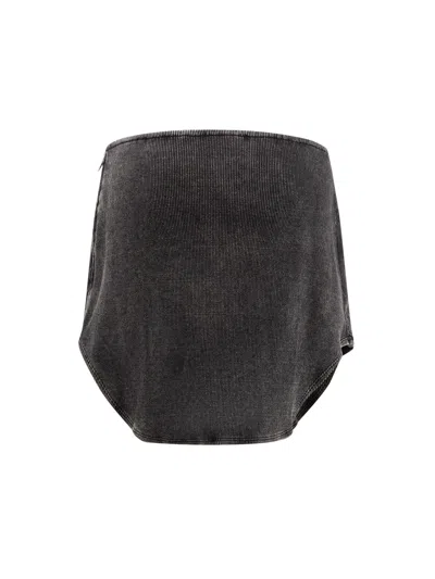 Diesel Black Denim And Jersey De-vany-s Miniskirt In Black