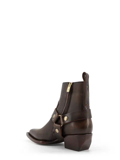 Golden Goose Debbie Distressed Leather Boots In Brown