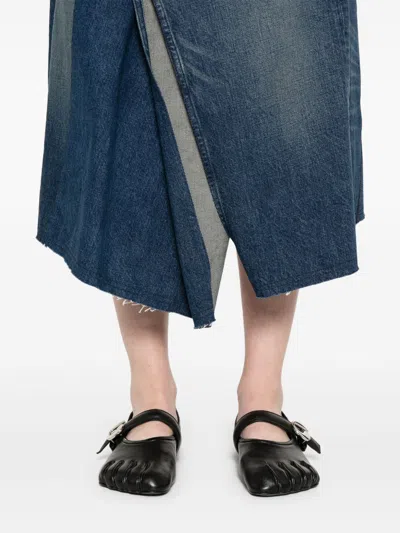 Junya Watanabe Skirt With Back Pockets And Contrast Stitching In Blue