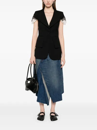 Junya Watanabe Skirt With Back Pockets And Contrast Stitching In Blue