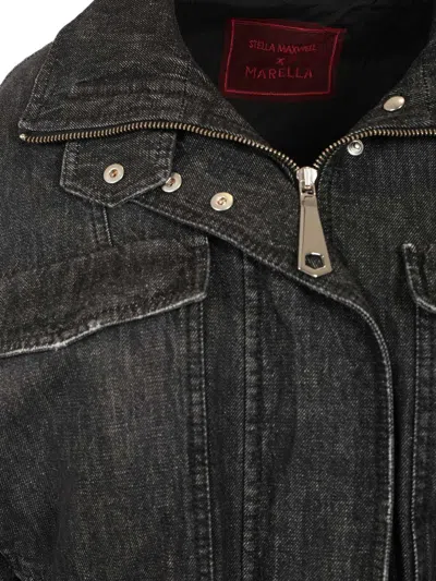 Stella Maxwell X Marella Denim Bomber Jacket Jackets Black In Gray