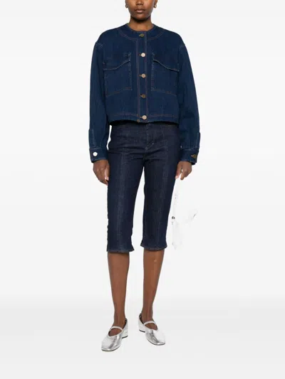 Forte Forte Cotton Overshirt With Chest And Patch Pockets In Blue