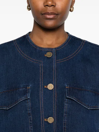 Forte Forte Cotton Overshirt With Chest And Patch Pockets In Blue