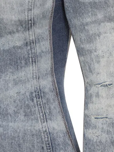 Diesel Shirt In Distressed Honeycomb Denim In Gray