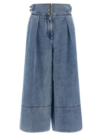 Zimmermann High-waist Denim Cullote In Blue