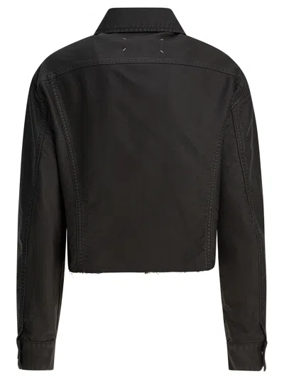 Maison Margiela Denim Jacket With Collared Design And Pockets In Black