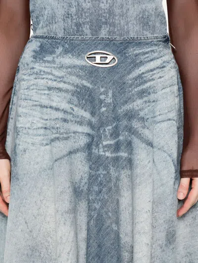 Diesel Denim Long Skirt In Gray
