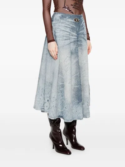 Diesel Denim Long Skirt In Gray