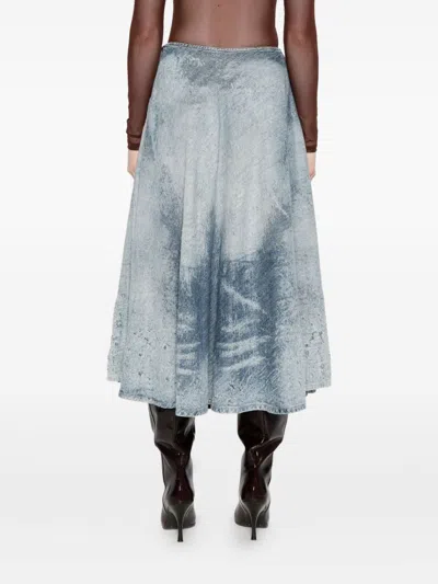 Diesel Denim Long Skirt In Gray