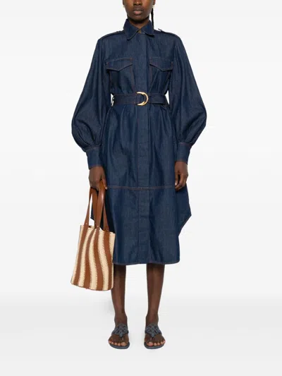 Zimmermann Denim Cargo Midi Dress In Blue