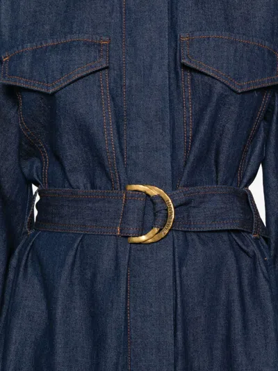 Zimmermann Denim Cargo Midi Dress In Blue