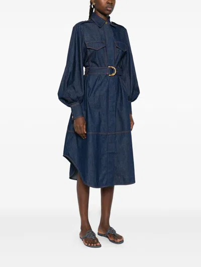 Zimmermann Denim Cargo Midi Dress In Blue