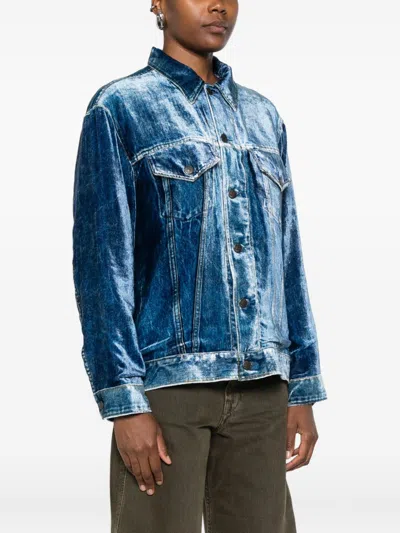 Pierre-louis Mascia Denim Print Jacket In Blue