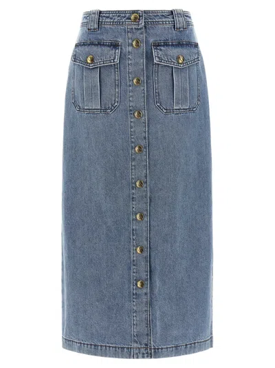 Zimmermann Button-front Flap-pocket Skirt In Blue
