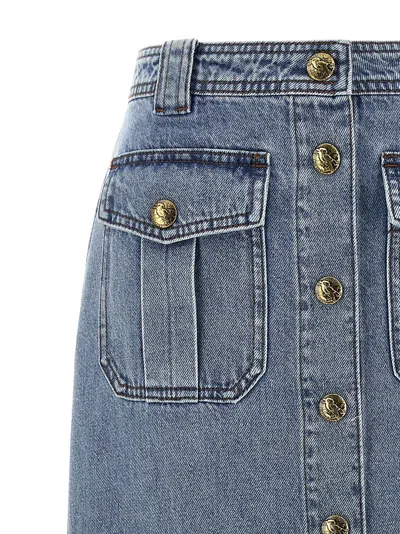 Zimmermann Button-front Flap-pocket Skirt In Blue