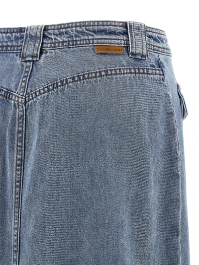 Zimmermann Button-front Flap-pocket Skirt In Blue