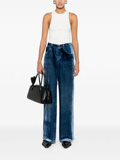 Pierre-louis Mascia Denim Print Trousers In Blue
