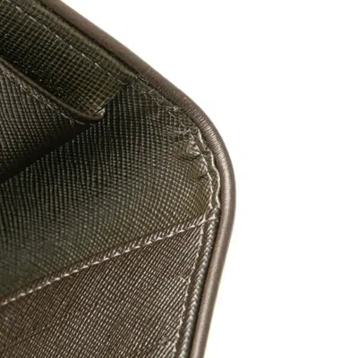 Pre-owned Louis Vuitton Brown Green Canvas Leather Long Wallet (bi-fold) () In Multi