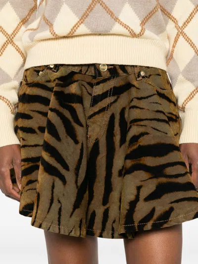 Ganni Tiger-print Pocket Mini Skirt In Multi