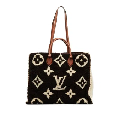 Pre-owned Louis Vuitton Brown Ivory Leather Tote Bag ()