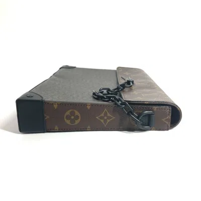 Pre-owned Louis Vuitton Brown Khaki Taiga Leather Leather Monogram Canvas Clutch Bag Pochette Pouch (