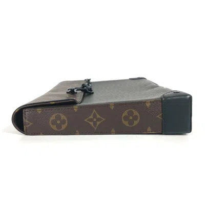 Pre-owned Louis Vuitton Brown Khaki Taiga Leather Leather Monogram Canvas Clutch Bag Pochette Pouch (