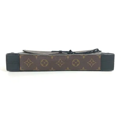 Pre-owned Louis Vuitton Brown Khaki Taiga Leather Leather Monogram Canvas Clutch Bag Pochette Pouch (