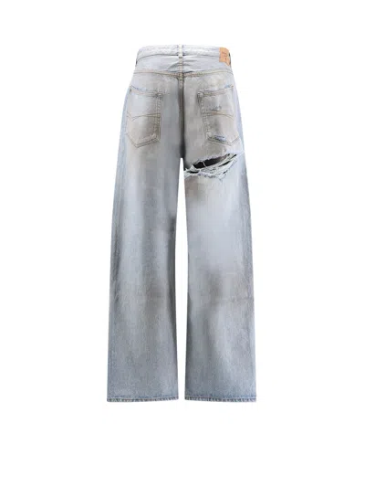 Balenciaga Relaxed Fit Wide Leg Denim Trousers In Gray