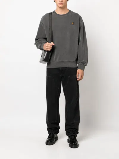 Carhartt Straight Leg Denim Trousers Pockets In Black