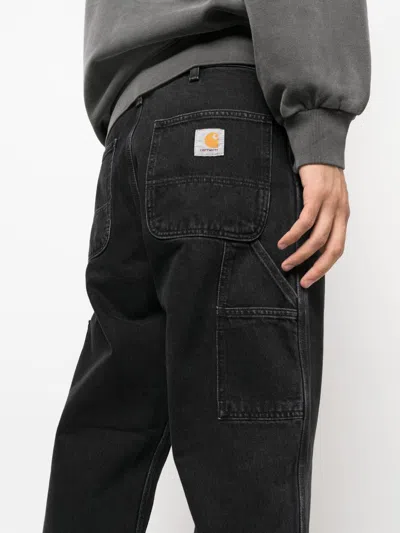 Carhartt Straight Leg Denim Trousers Pockets In Black