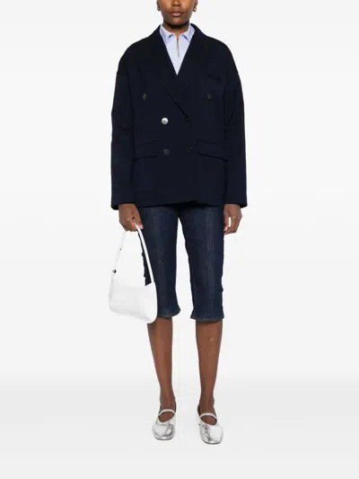 Forte Forte Tailored Double-breasted Jacket Featuring Flap Pockets In Black