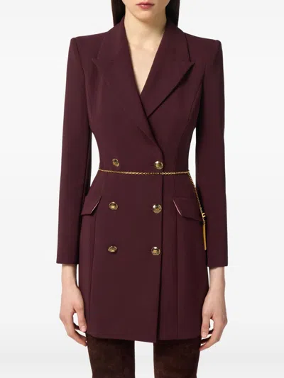 Elisabetta Franchi Midi Dress With Long Sleeves And Chain
