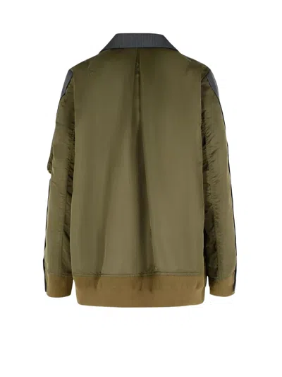 Sacai Wool And Twill Double-breasted Blazer In Blue