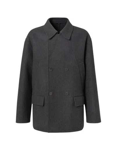 Fendi Felt Wool Coat Coats And Trench Coats Gray In Black