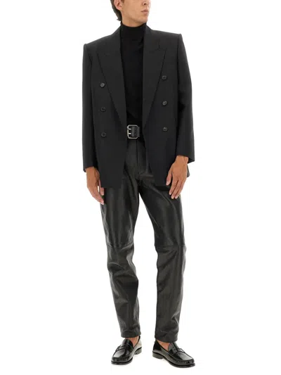 Saint Laurent Double-breasted Wool Jacket In Black