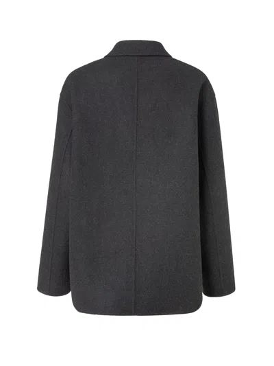 Fendi Felt Wool Coat Coats And Trench Coats Gray In Black