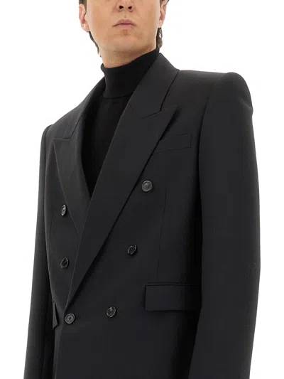 Saint Laurent Double-breasted Wool Jacket In Black
