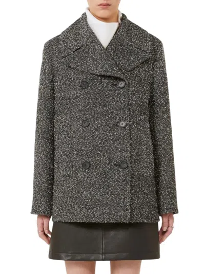 Sportmax Double-breasted Wool Heavy Jacket - Black In Gray