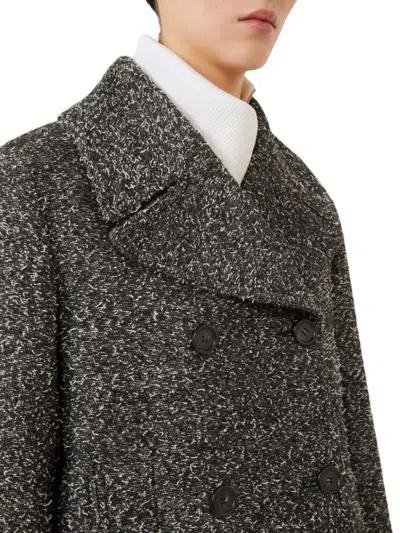 Sportmax Double-breasted Wool Heavy Jacket - Black In Gray
