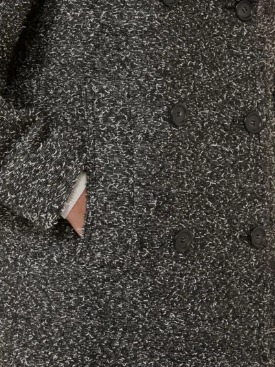 Sportmax Double-breasted Wool Heavy Jacket - Black In Gray