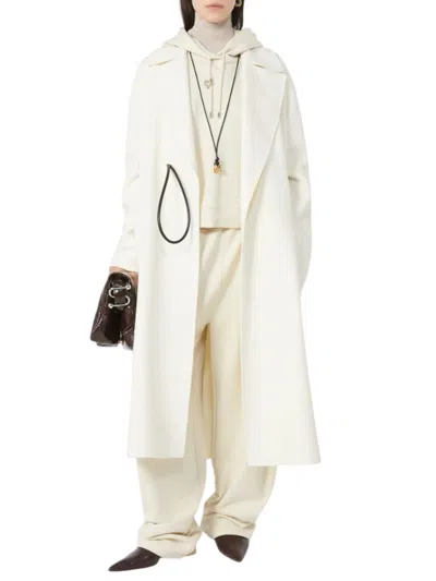 Sportmax Asymmetrical Wrap-style Long Coat In Soft Double Wool In White